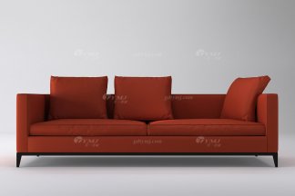 意式極簡風格高端別墅豪宅家具品牌現(xiàn)代輕奢客廳時尚紅色真皮三位沙發(fā)